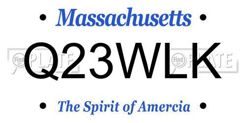 Q23WLK Massachusetts License Plate