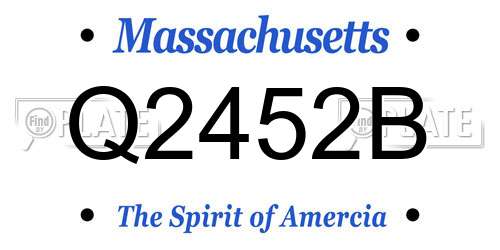 Q2452B Massachusetts License Plate