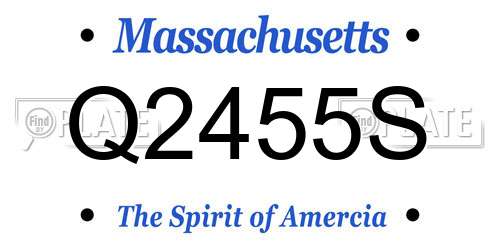 Q2455S Massachusetts License Plate