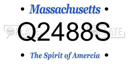 Q2488S Massachusetts License Plate