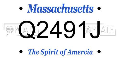 Q2491J Massachusetts License Plate