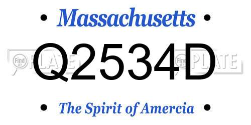 Q2534D Massachusetts License Plate