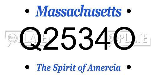 Q2534O Massachusetts License Plate