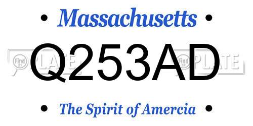 Q253AD Massachusetts License Plate