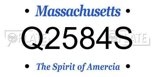 Q2584S Massachusetts License Plate