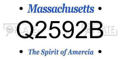 Q2592B Massachusetts License Plate