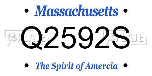 Q2592S Massachusetts License Plate