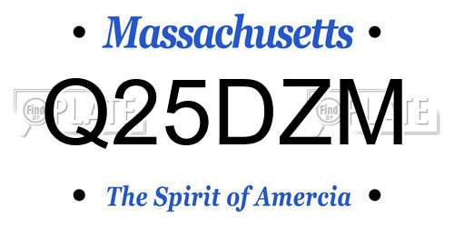 Q25DZM Massachusetts License Plate