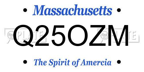 Q25OZM Massachusetts License Plate