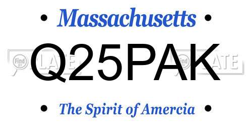 Q25PAK Massachusetts License Plate