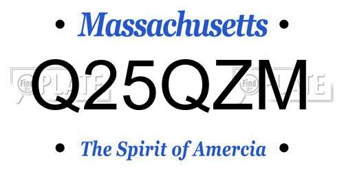 Q25QZM Massachusetts License Plate