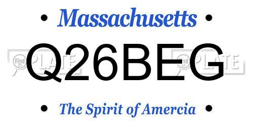 Q26BEG Massachusetts License Plate