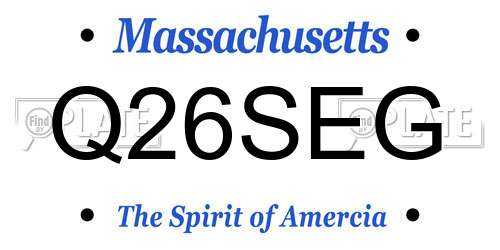 Q26SEG Massachusetts License Plate