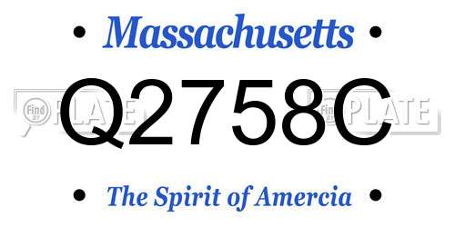Q2758C Massachusetts License Plate