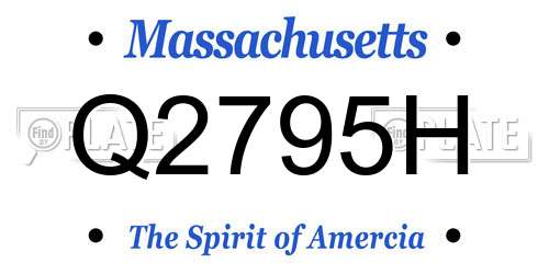 Q2795H Massachusetts License Plate