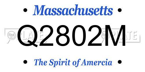 Q2802M Massachusetts License Plate