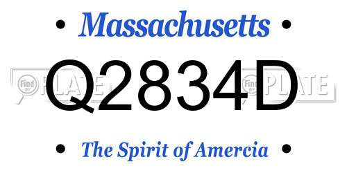 Q2834D Massachusetts License Plate