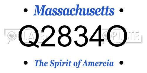 Q2834O Massachusetts License Plate