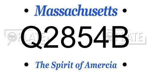 Q2854B Massachusetts License Plate