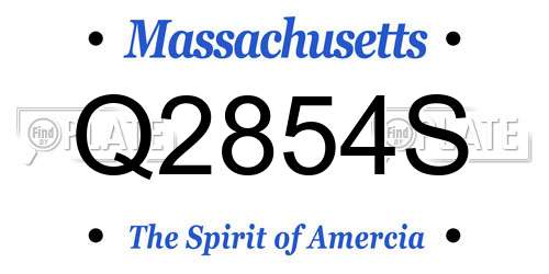 Q2854S Massachusetts License Plate
