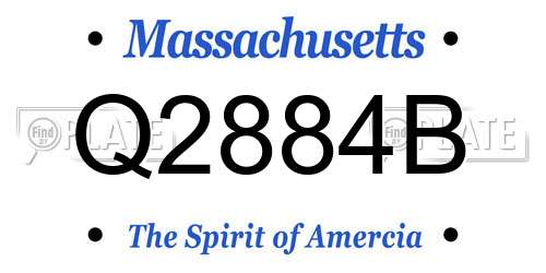 Q2884B Massachusetts License Plate