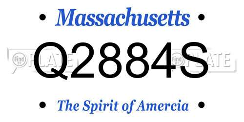 Q2884S Massachusetts License Plate