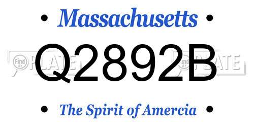 Q2892B Massachusetts License Plate