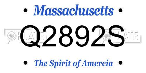 Q2892S Massachusetts License Plate
