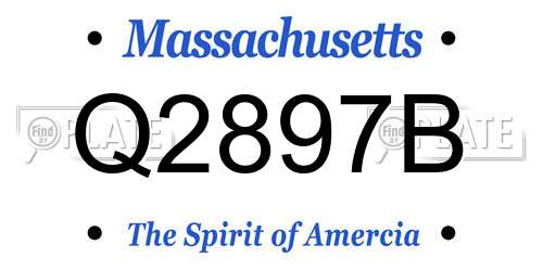 Q2897B Massachusetts License Plate