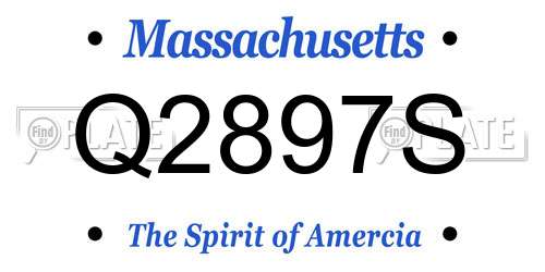 Q2897S Massachusetts License Plate