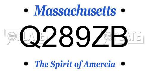Q289ZB Massachusetts License Plate