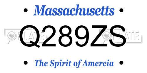 Q289ZS Massachusetts License Plate