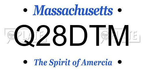 Q28DTM Massachusetts License Plate