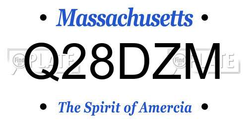 Q28DZM Massachusetts License Plate