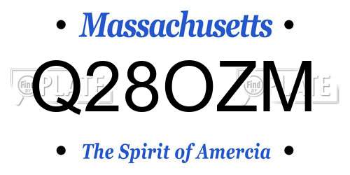 Q28OZM Massachusetts License Plate