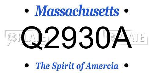 Q2930A Massachusetts License Plate