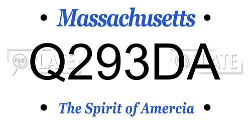 Q293DA Massachusetts License Plate