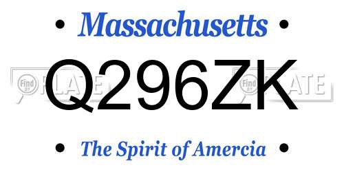 Q296ZK Massachusetts License Plate