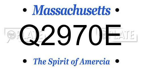 Q2970E Massachusetts License Plate