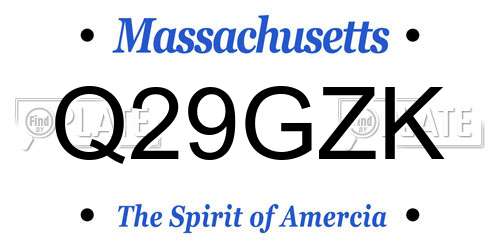 Q29GZK Massachusetts License Plate
