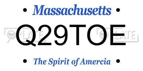 Q29TOE Massachusetts License Plate