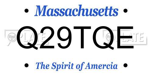 Q29TQE Massachusetts License Plate
