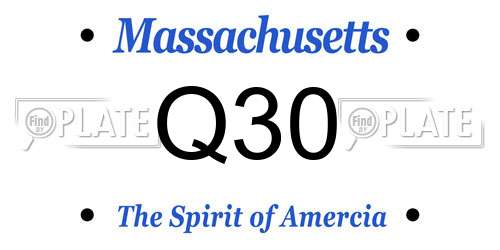 Q30 Massachusetts License Plate