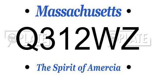 Q312WZ Massachusetts License Plate