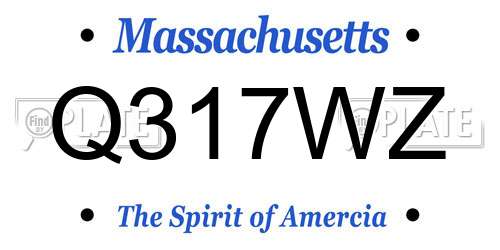 Q317WZ Massachusetts License Plate