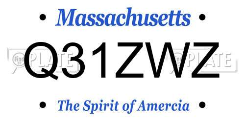 Q31ZWZ Massachusetts License Plate