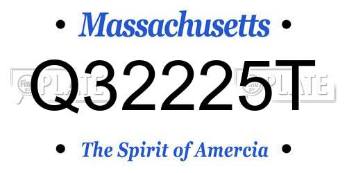 Q32225T Massachusetts License Plate