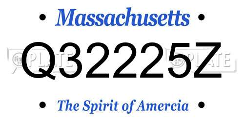 Q32225Z Massachusetts License Plate
