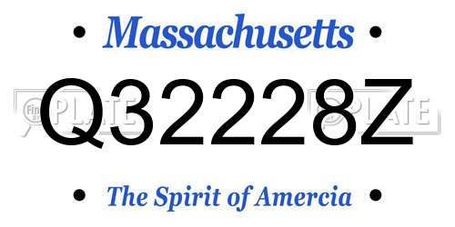 Q32228Z Massachusetts License Plate