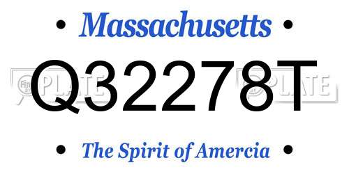 Q32278T Massachusetts License Plate